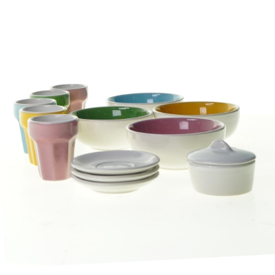 Sæt af porcelæn til legekøkken (str. Blandet)